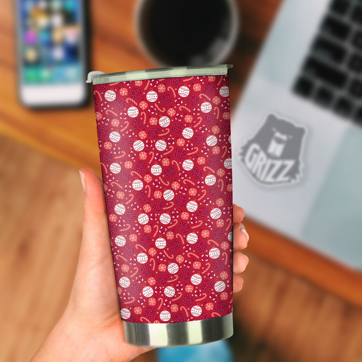 Cute Christmas Elements Print Pattern Tumbler-grizzshop