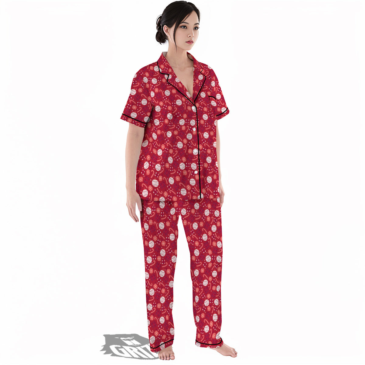 Cute Christmas Elements Print Pattern Women's Pajamas Set-grizzshop