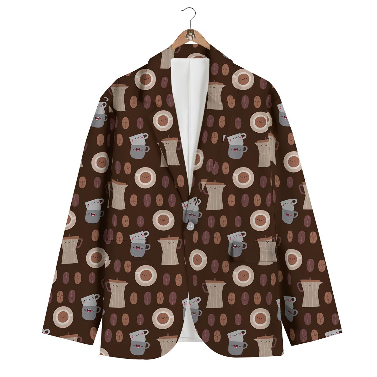 Cute Coffee Pattern Print Men's Blazer-grizzshop