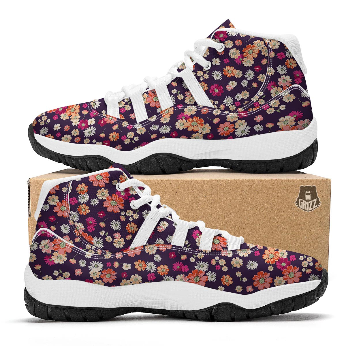 Cute Daisy ColorfulPattern Print White Bball Shoes-grizzshop