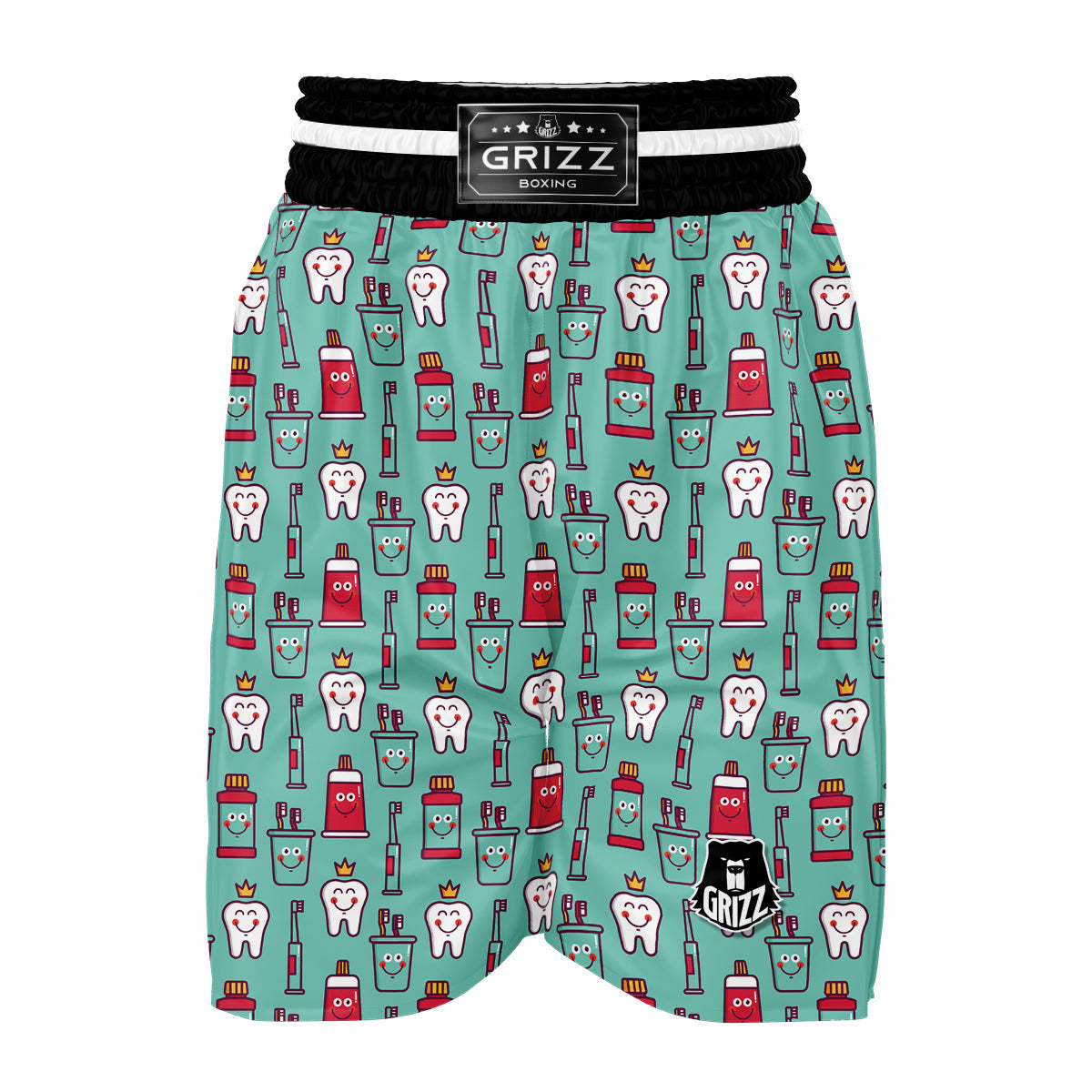 Cute Dental Floss And Tooth Print Pattern Boxing Shorts-grizzshop