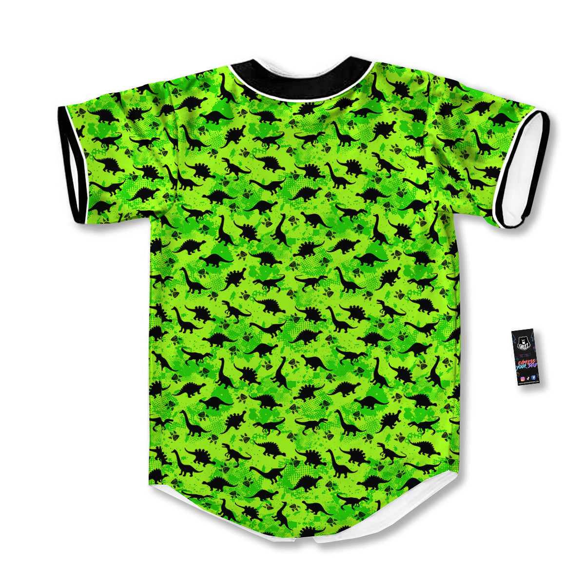 Cute Dino Green Print Pattern Baseball Jersey-grizzshop