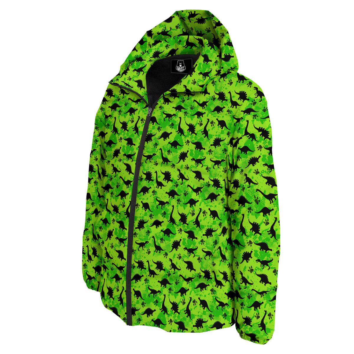 Cute Dino Green Print Pattern Down Jacket-grizzshop