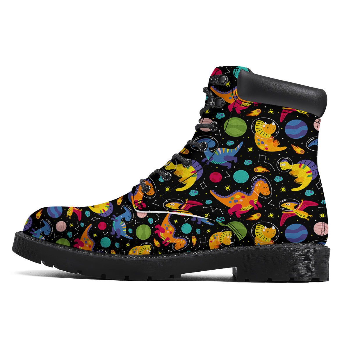 Cute Dinosaurs In Space Print Pattern Boots-grizzshop