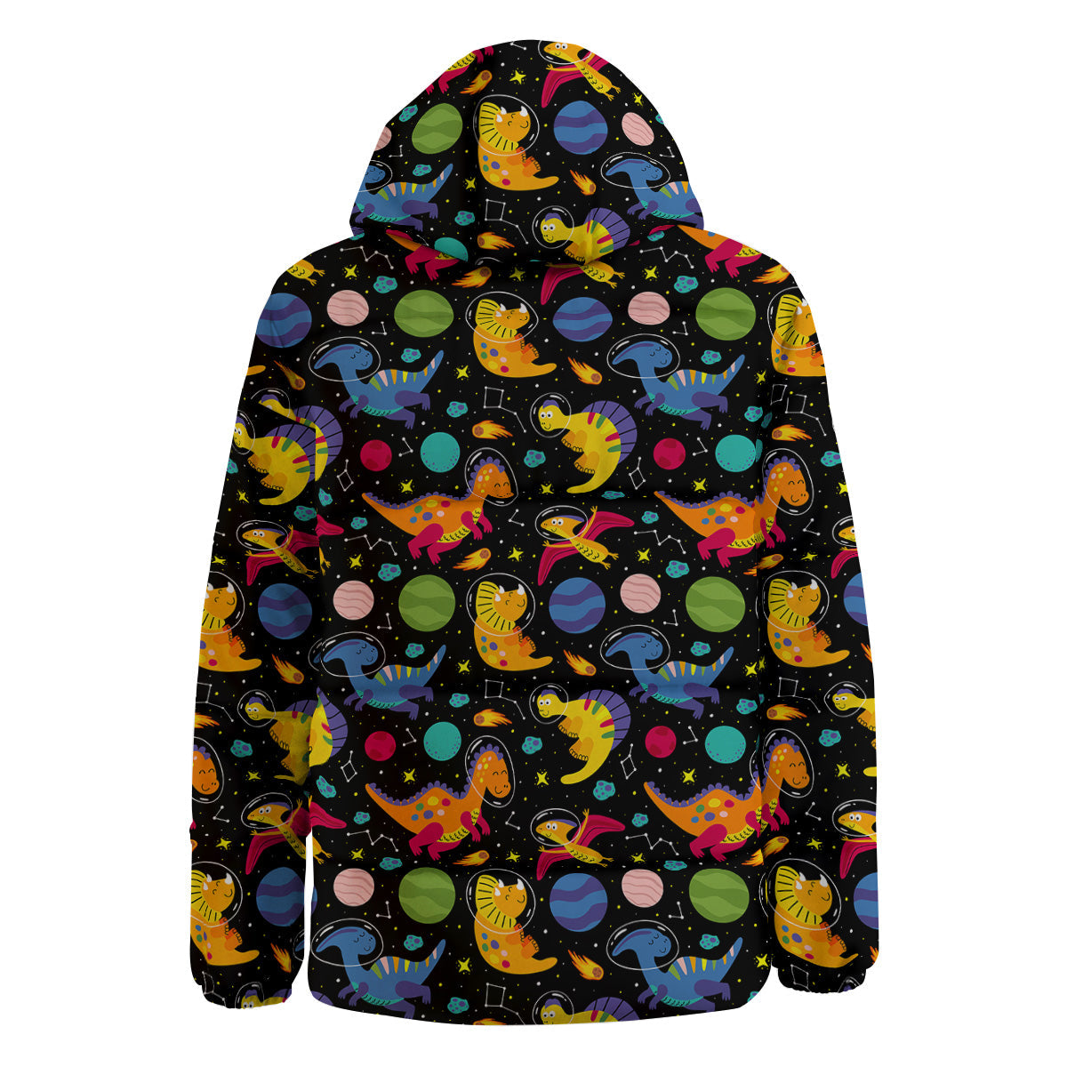 Cute Dinosaurs In Space Print Pattern Down Jacket-grizzshop