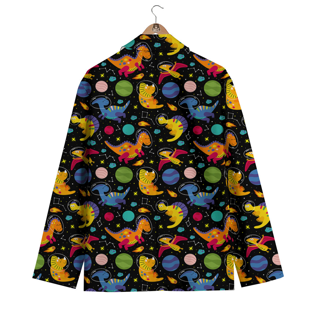 Cute Dinosaurs In Space Print Pattern Men's Blazer-grizzshop