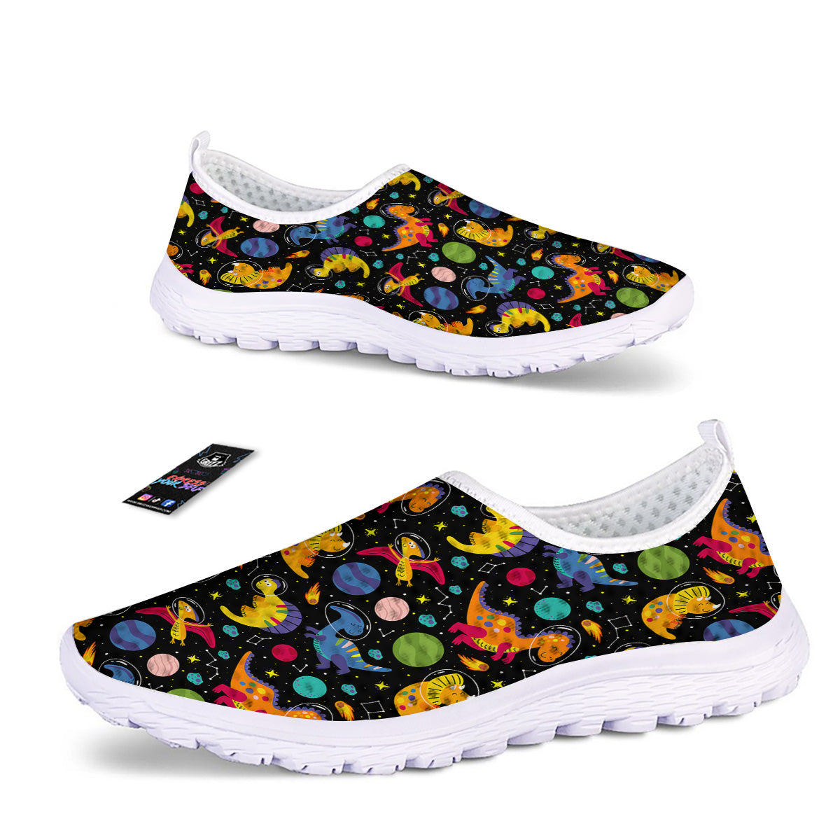 Cute Dinosaurs In Space Print Pattern Nurse Shoes-grizzshop