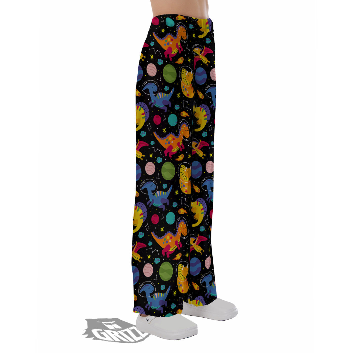 Cute Dinosaurs In Space Print Pattern Pajama Pants-grizzshop