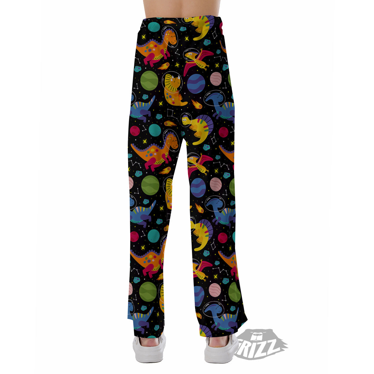 Cute Dinosaurs In Space Print Pattern Pajama Pants-grizzshop
