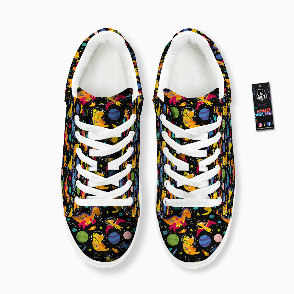 Cute Dinosaurs In Space Print Pattern Platform Shoes-grizzshop