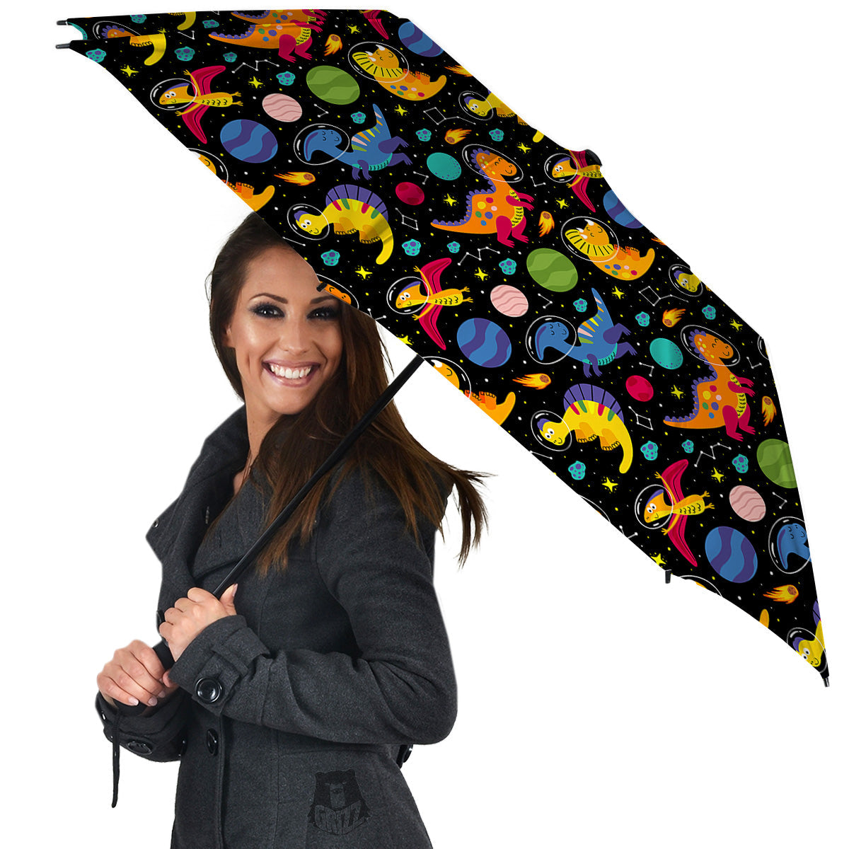 Cute Dinosaurs In Space Print Pattern Umbrella-grizzshop