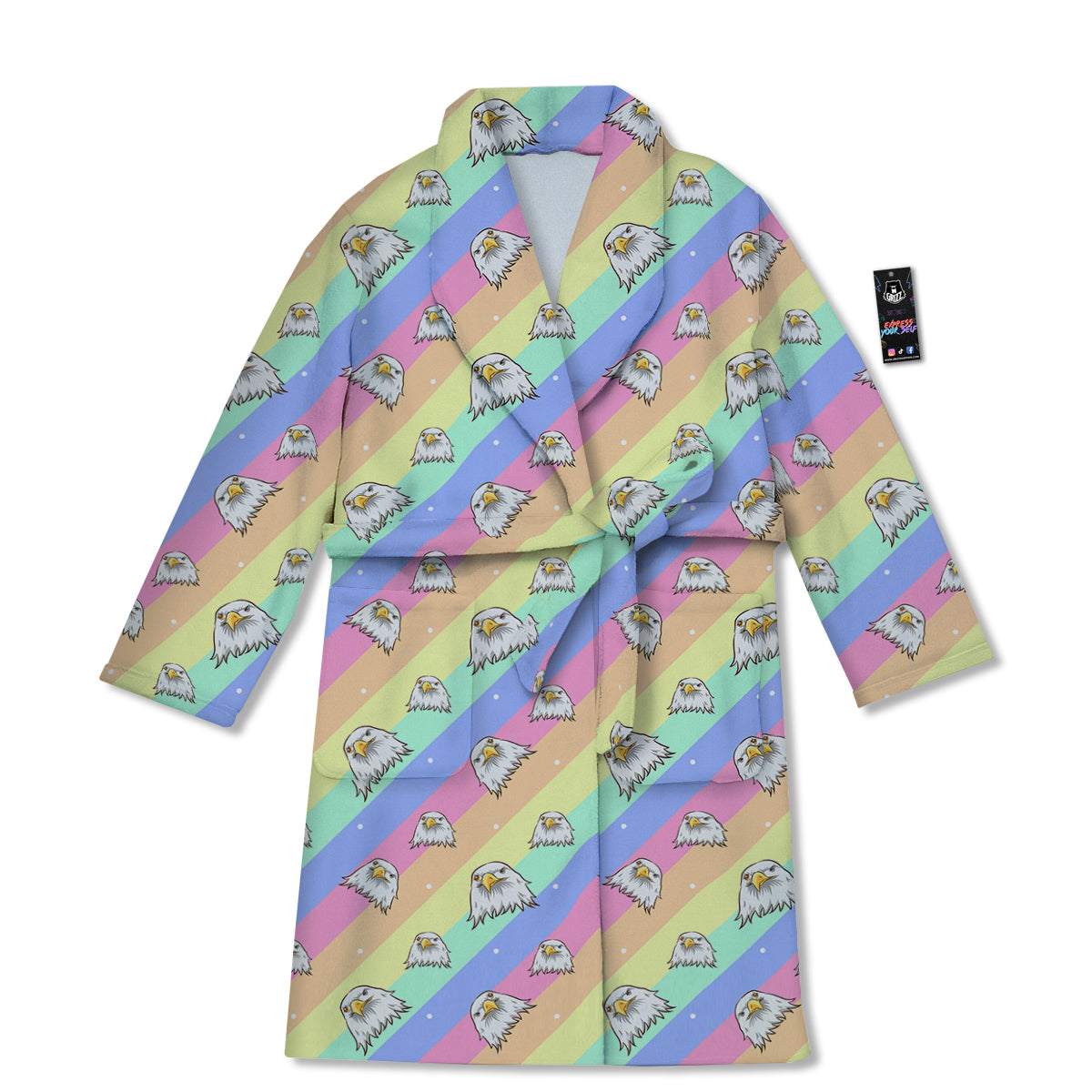 Cute Eagle Rainbow Print Pattern Bathrobe-grizzshop