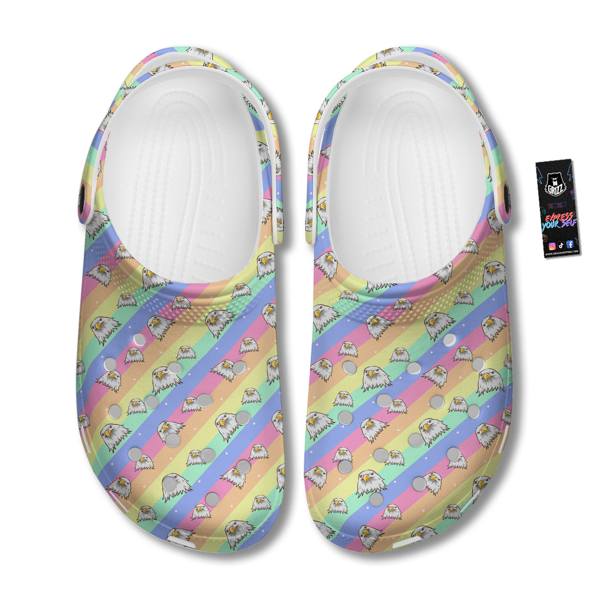 Cute Eagle Rainbow Print Pattern Clog-grizzshop