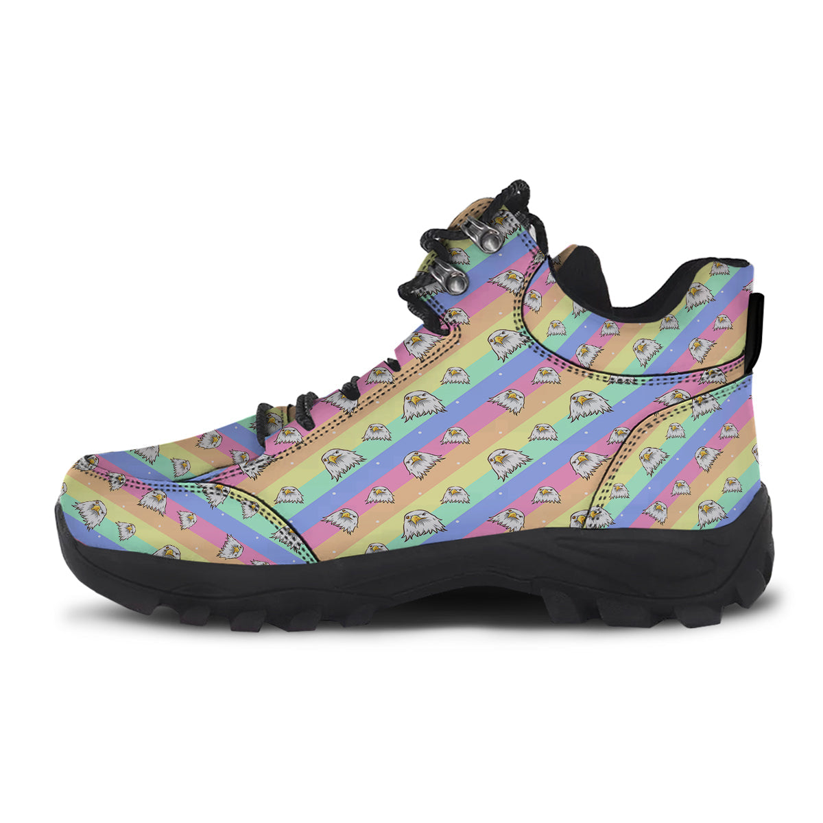 Cute Eagle Rainbow Print Pattern Hiking Shoes-grizzshop