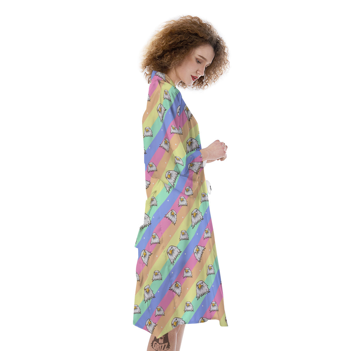 Cute Eagle Rainbow Print Pattern Kimono-grizzshop
