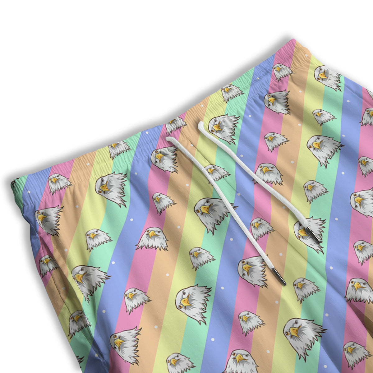 Cute Eagle Rainbow Print Pattern Men's Athletic Shorts
