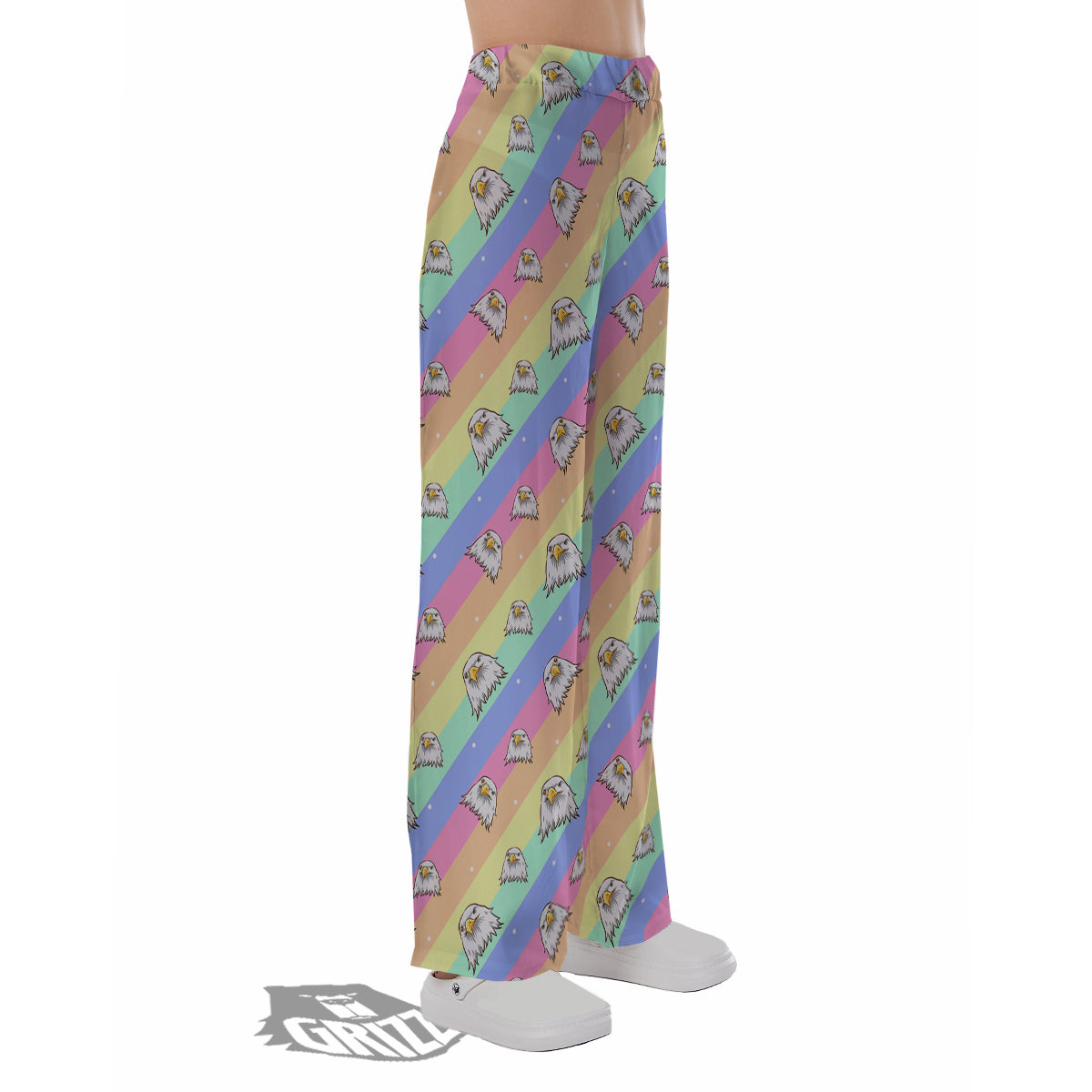 Cute Eagle Rainbow Print Pattern Pajama Pants-grizzshop