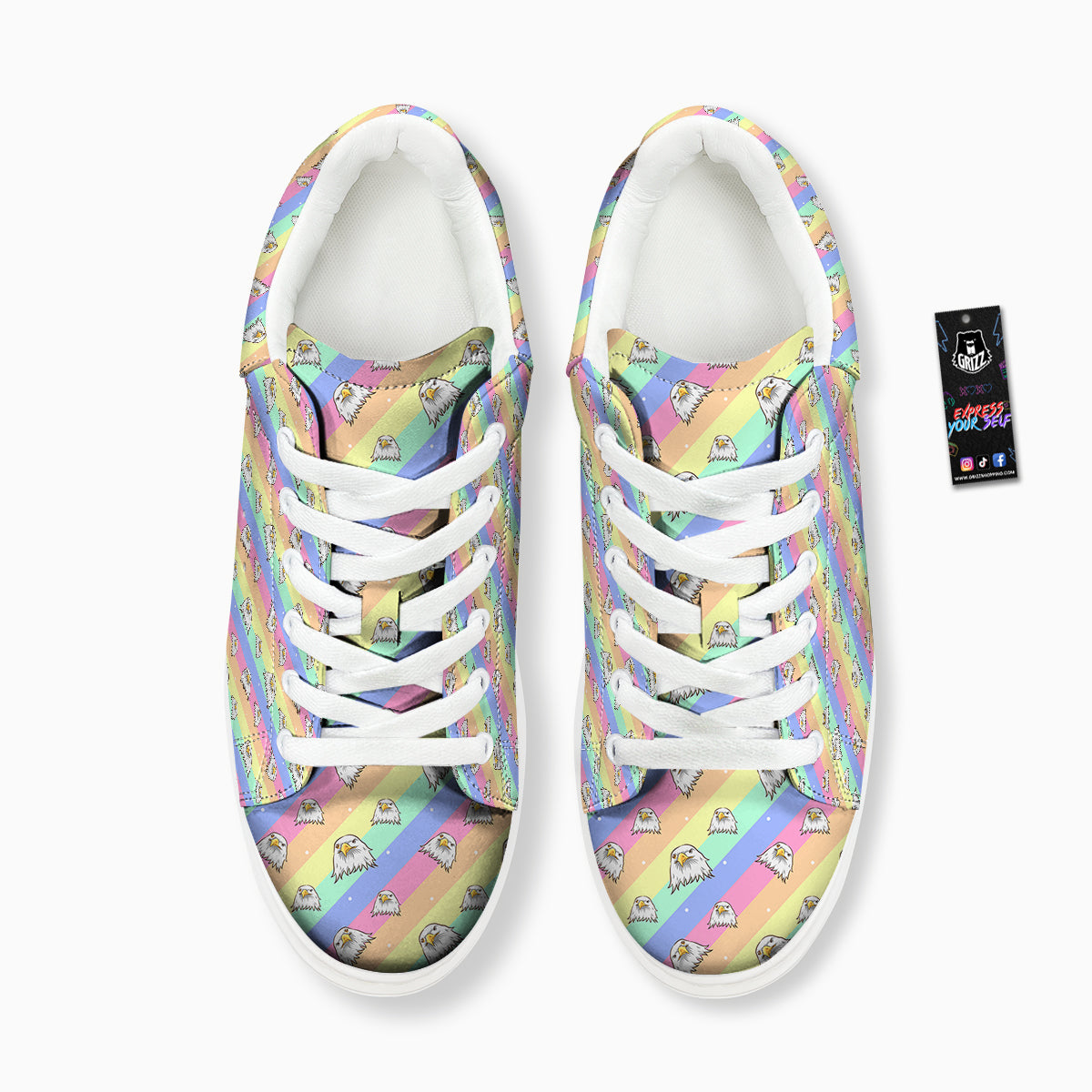 Cute Eagle Rainbow Print Pattern Platform Shoes-grizzshop