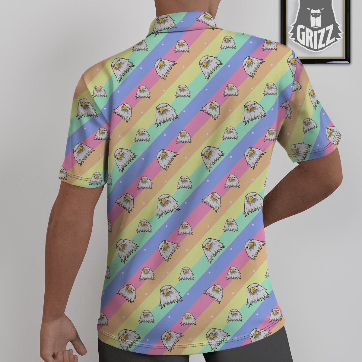 Cute Eagle Rainbow Print Pattern Untucked Shirts-grizzshop