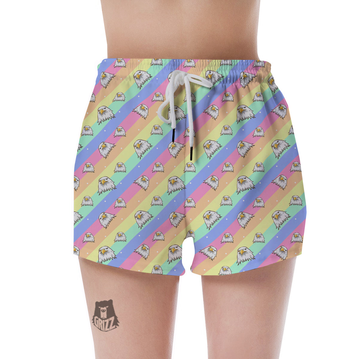 Cute Eagle Rainbow Print Pattern Women's Shorts-grizzshop