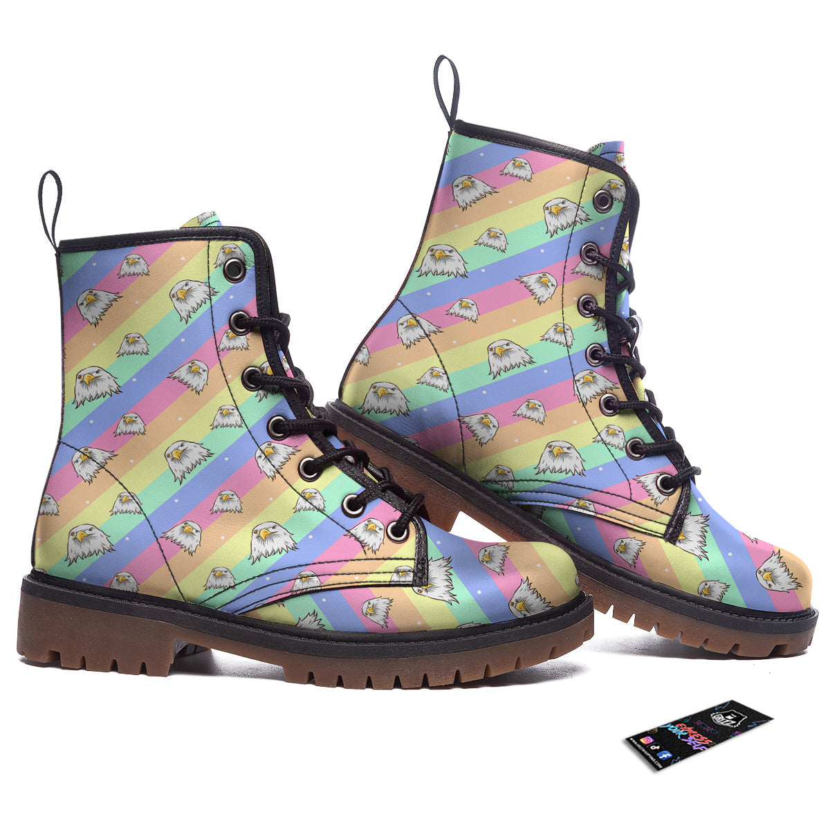 Cute Eagle Rainbow Print Pattern Work Boots-grizzshop