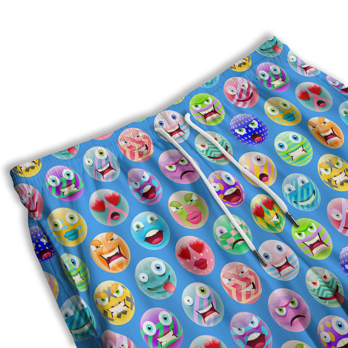 Cute Emoji Blue Print Pattern Men's Athletic Shorts