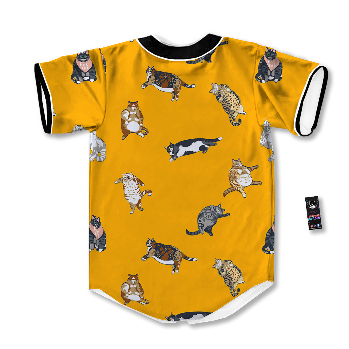 Cute Fat Cat Print Pattern Baseball Jersey-grizzshop