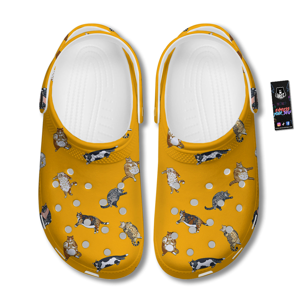 Cute Fat Cat Print Pattern Clog-grizzshop