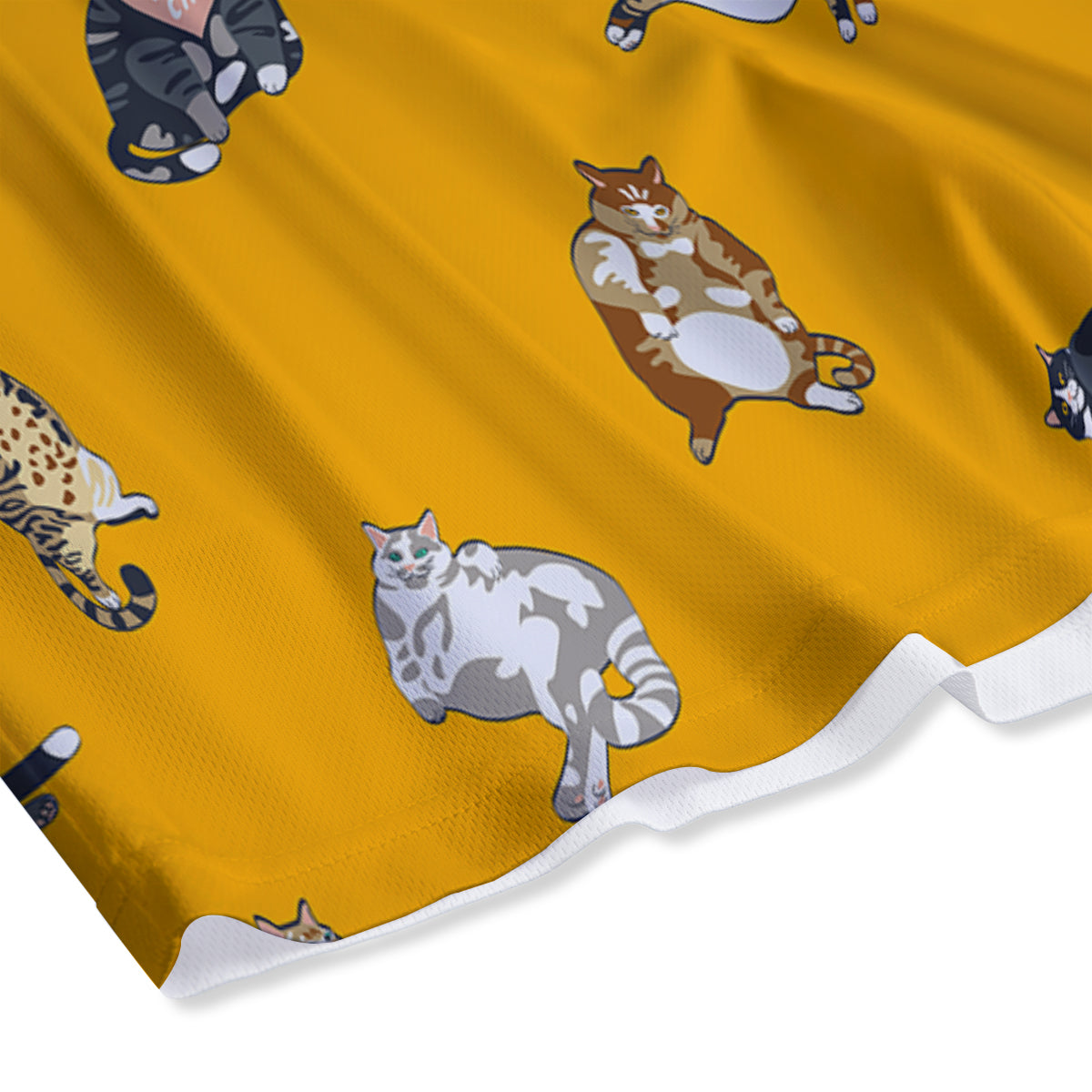 Cute Fat Cat Print Pattern Mesh Shorts-grizzshop