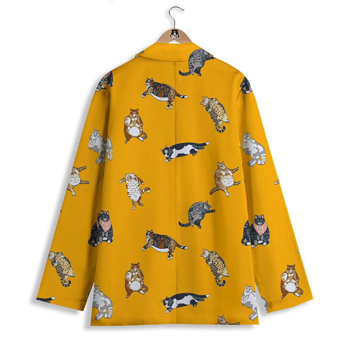 Cute Fat Cat Print Pattern Women's Blazer-grizzshop