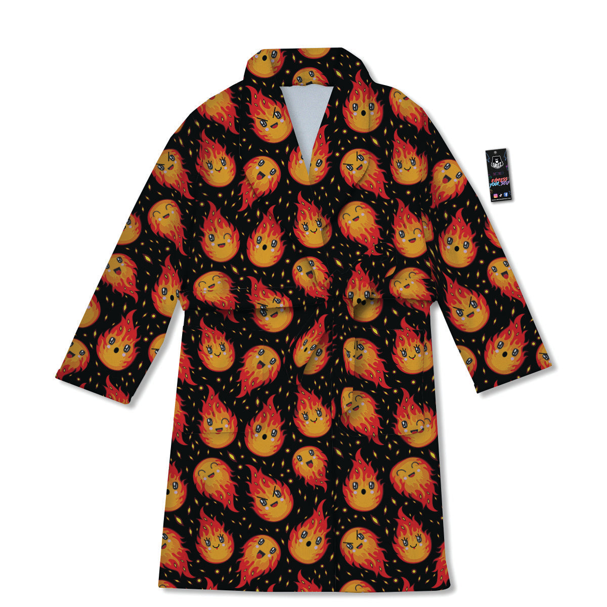 Cute Fire Cartoons Print Pattern Bathrobe-grizzshop