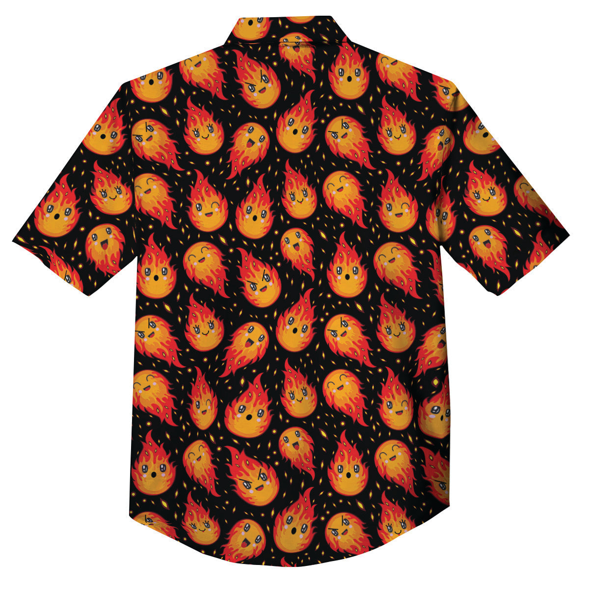 Cute Fire Cartoons Print Pattern Button Up Shirt-grizzshop