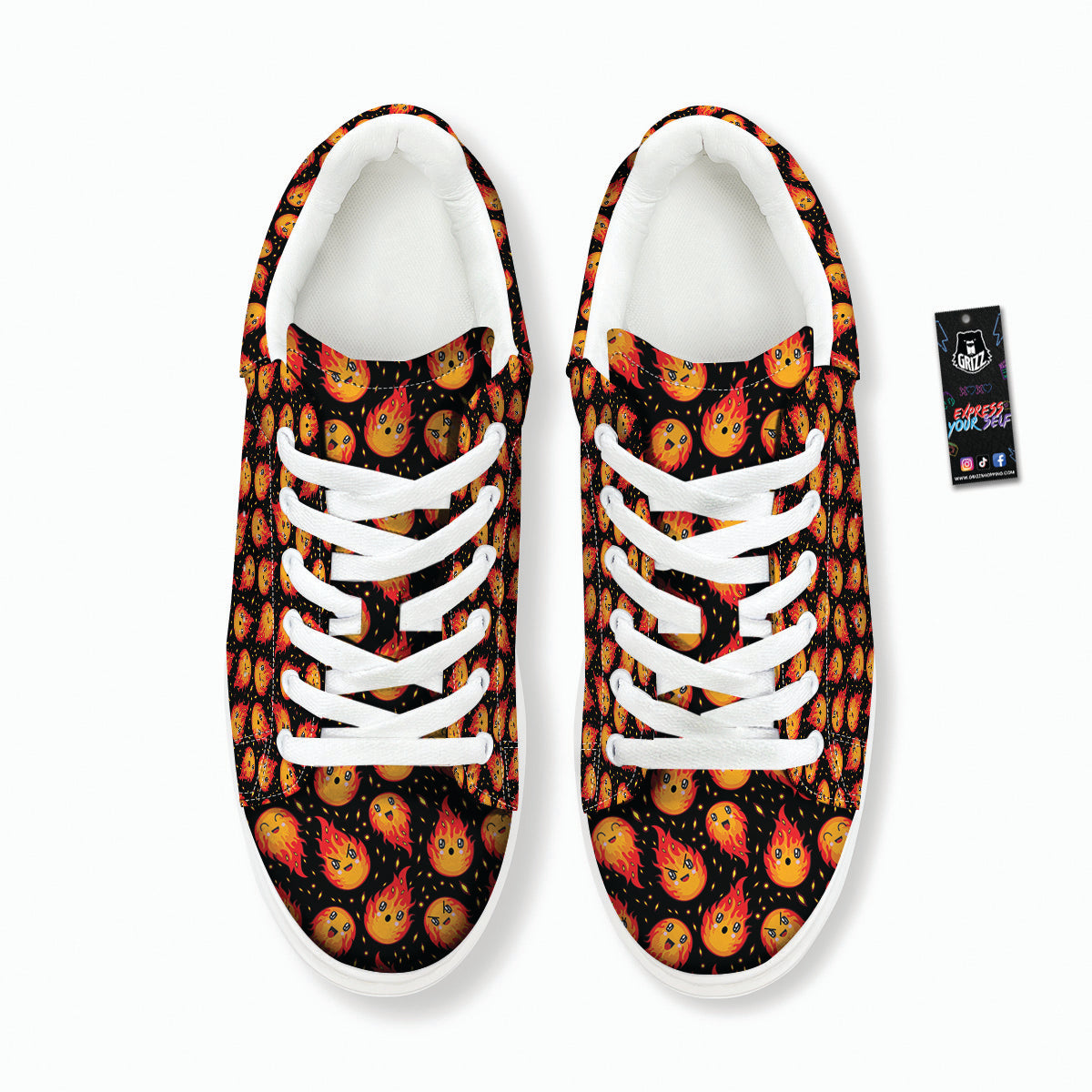 Cute Fire Cartoons Print Pattern Platform Shoes-grizzshop