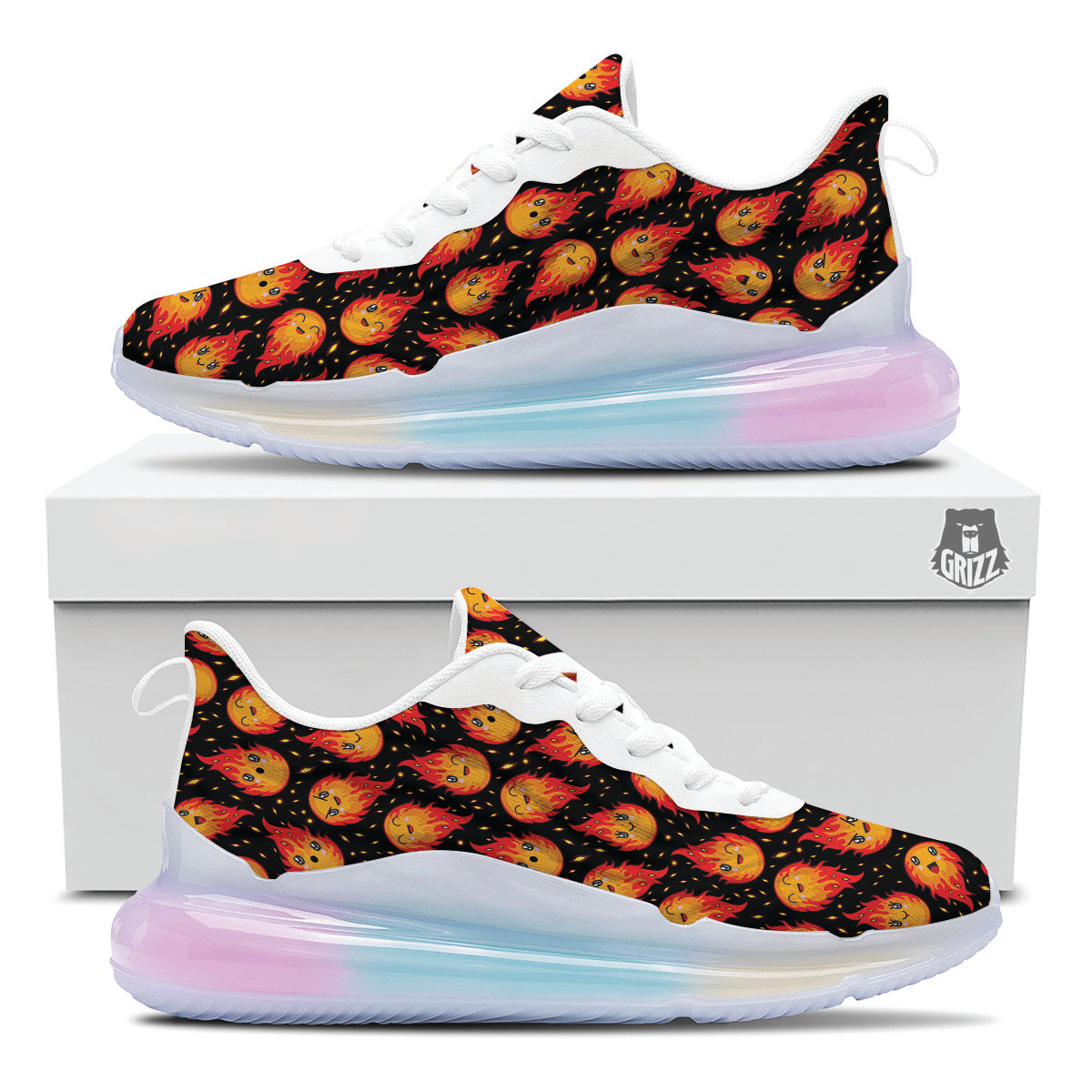 Cute Fire Cartoons Print Pattern Running Sneakers-grizzshop