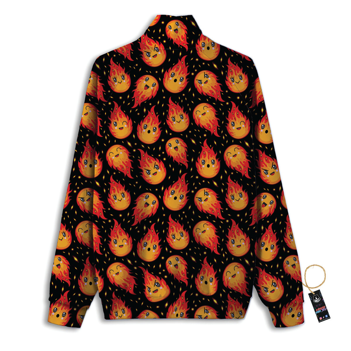 Cute Fire Cartoons Print Pattern Track Jacket-grizzshop