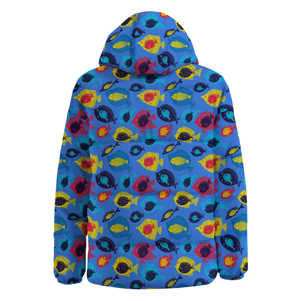 Cute Fish Colorful Blue Print Pattern Down Jacket-grizzshop