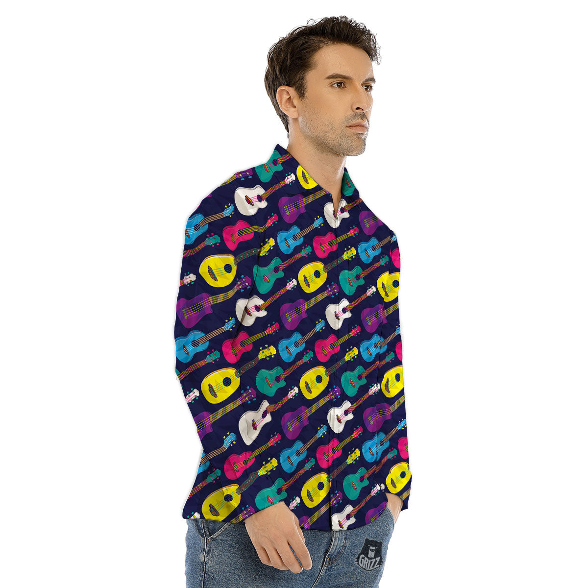 Cute Fish Colorful Blue Print Pattern Men's Dress Shirts-grizzshop