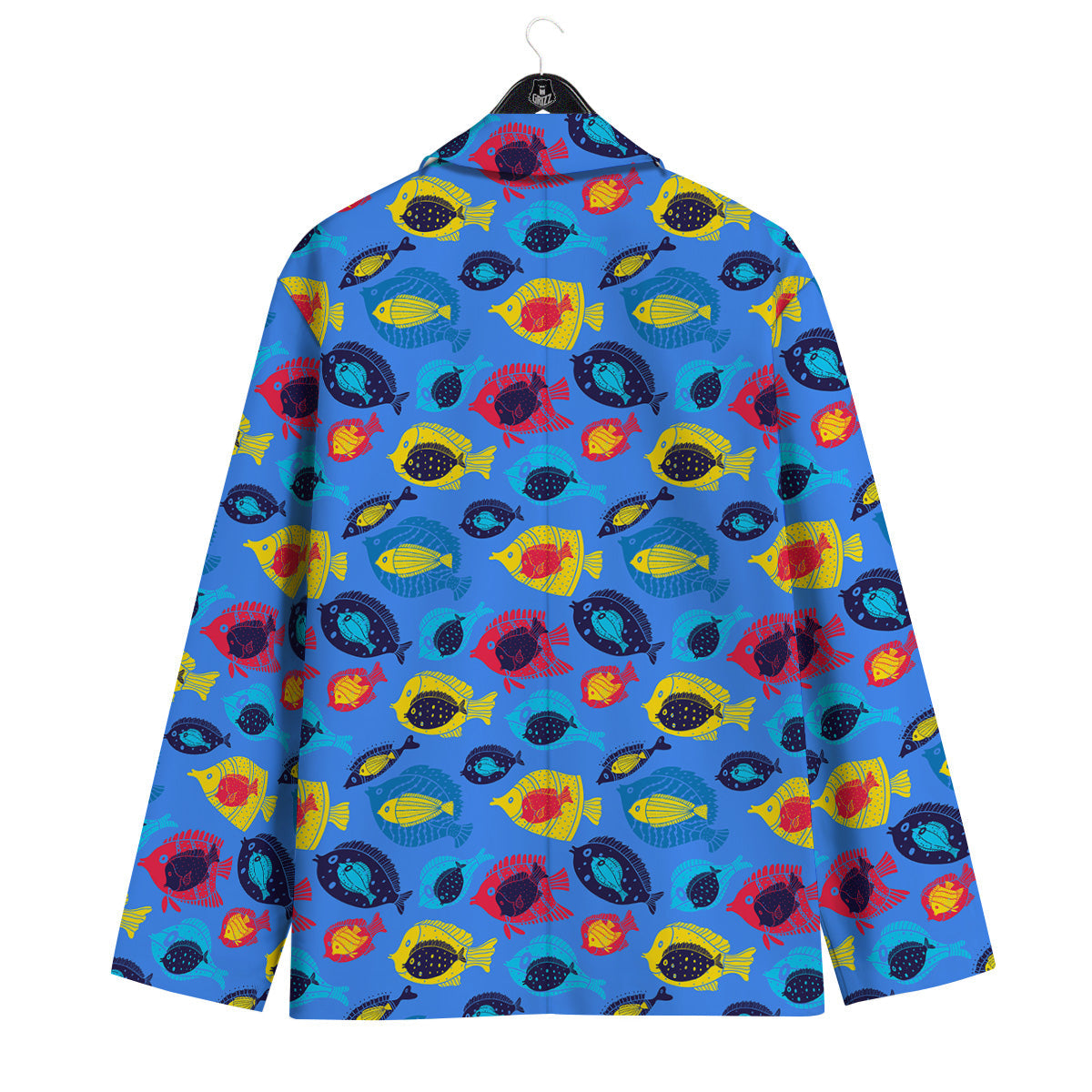 Cute Fish Colorful Blue Print Pattern Men's Sport Coat-grizzshop