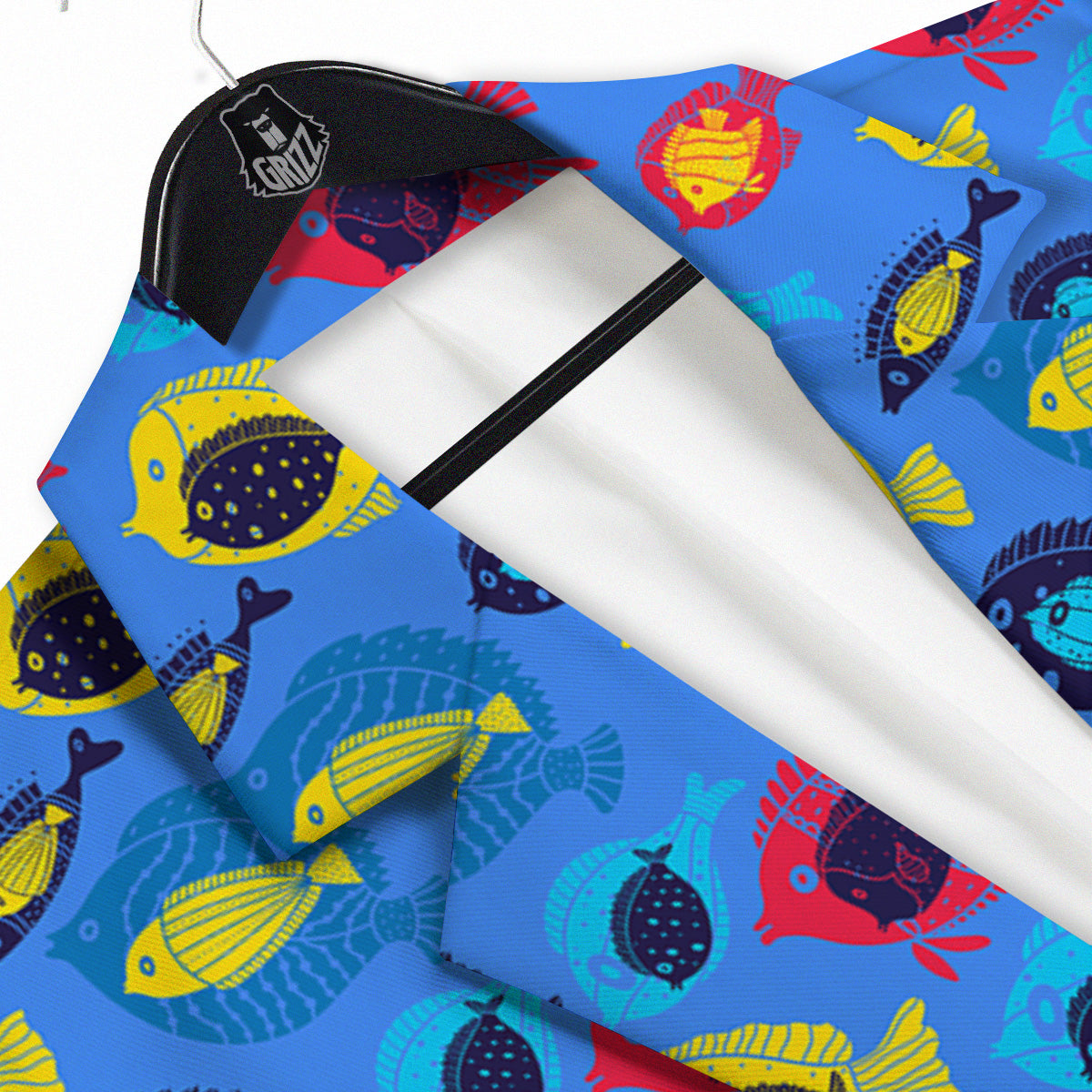 Cute Fish Colorful Blue Print Pattern Men's Sport Coat-grizzshop