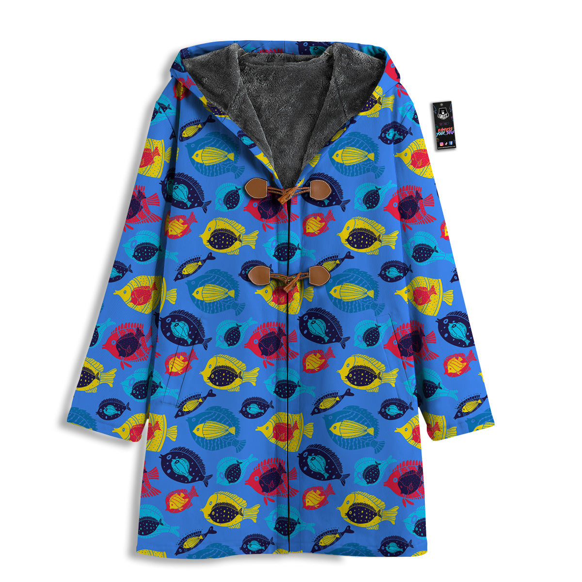 Cute Fish Colorful Blue Print Pattern Men's Windbreaker Jacket-grizzshop