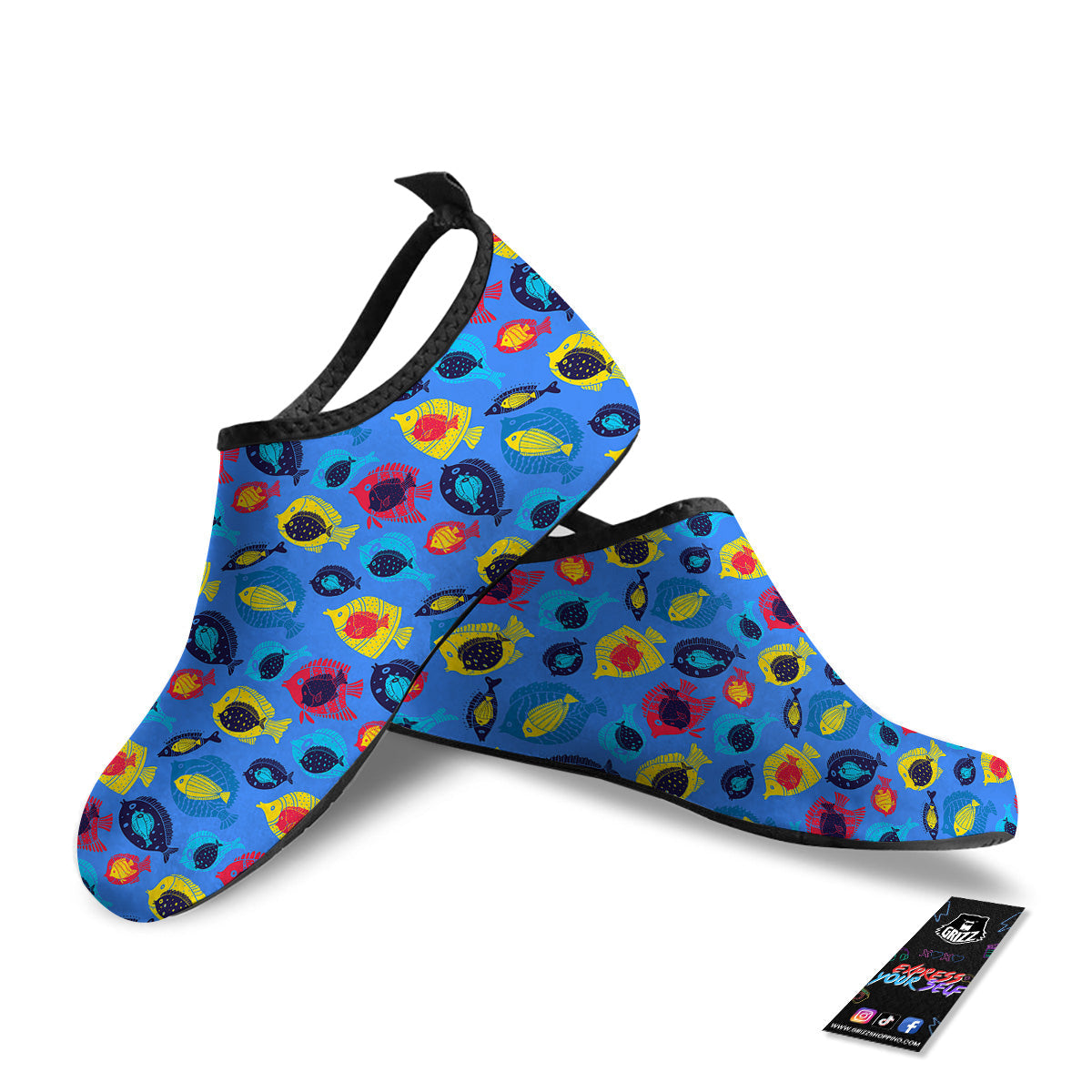 Cute Fish Colorful Blue Print Pattern Water Shoes-grizzshop