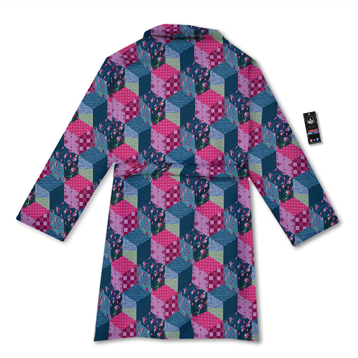 Cute Floral Patchwork Print Pattern Bathrobe-grizzshop