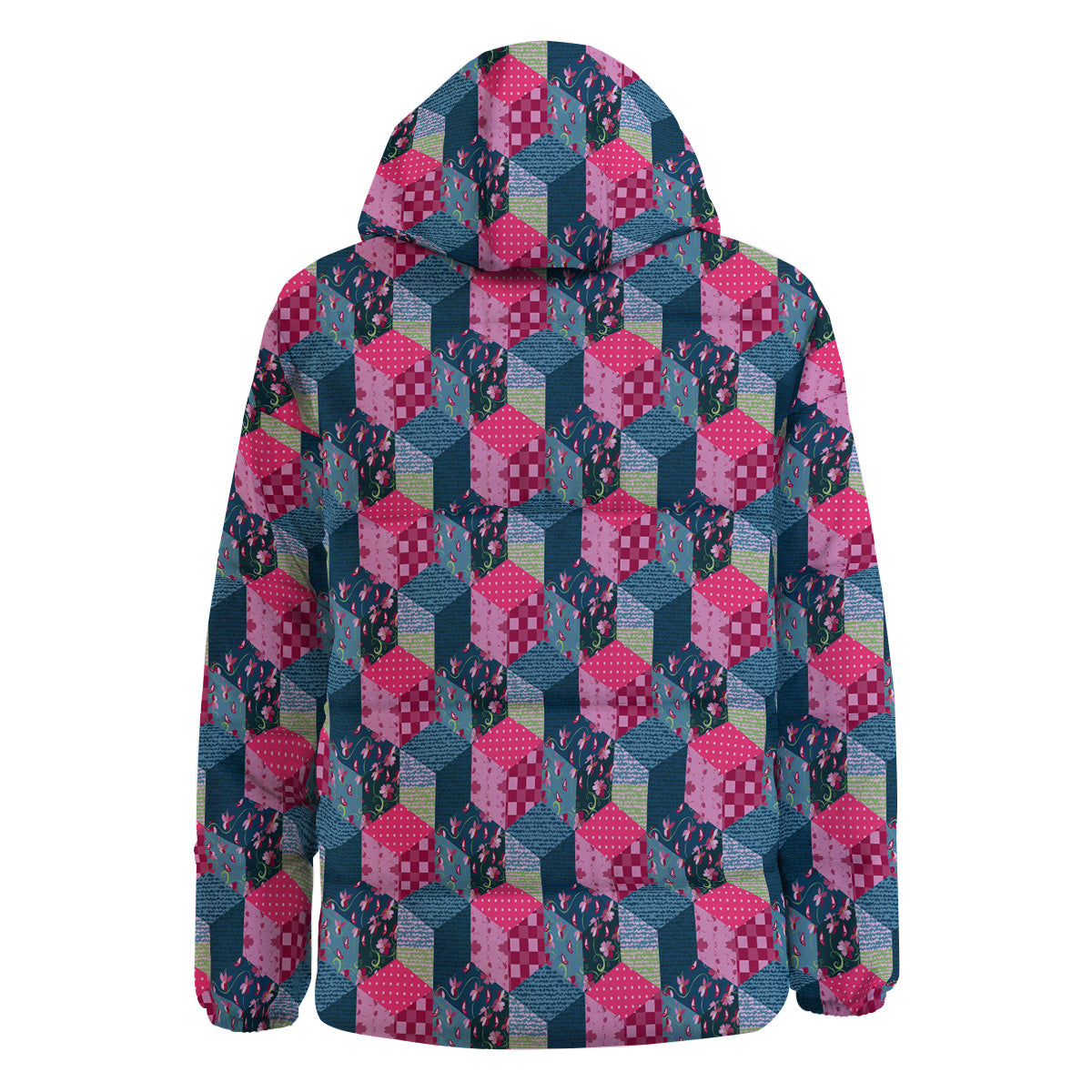 Cute Floral Patchwork Print Pattern Down Jacket-grizzshop