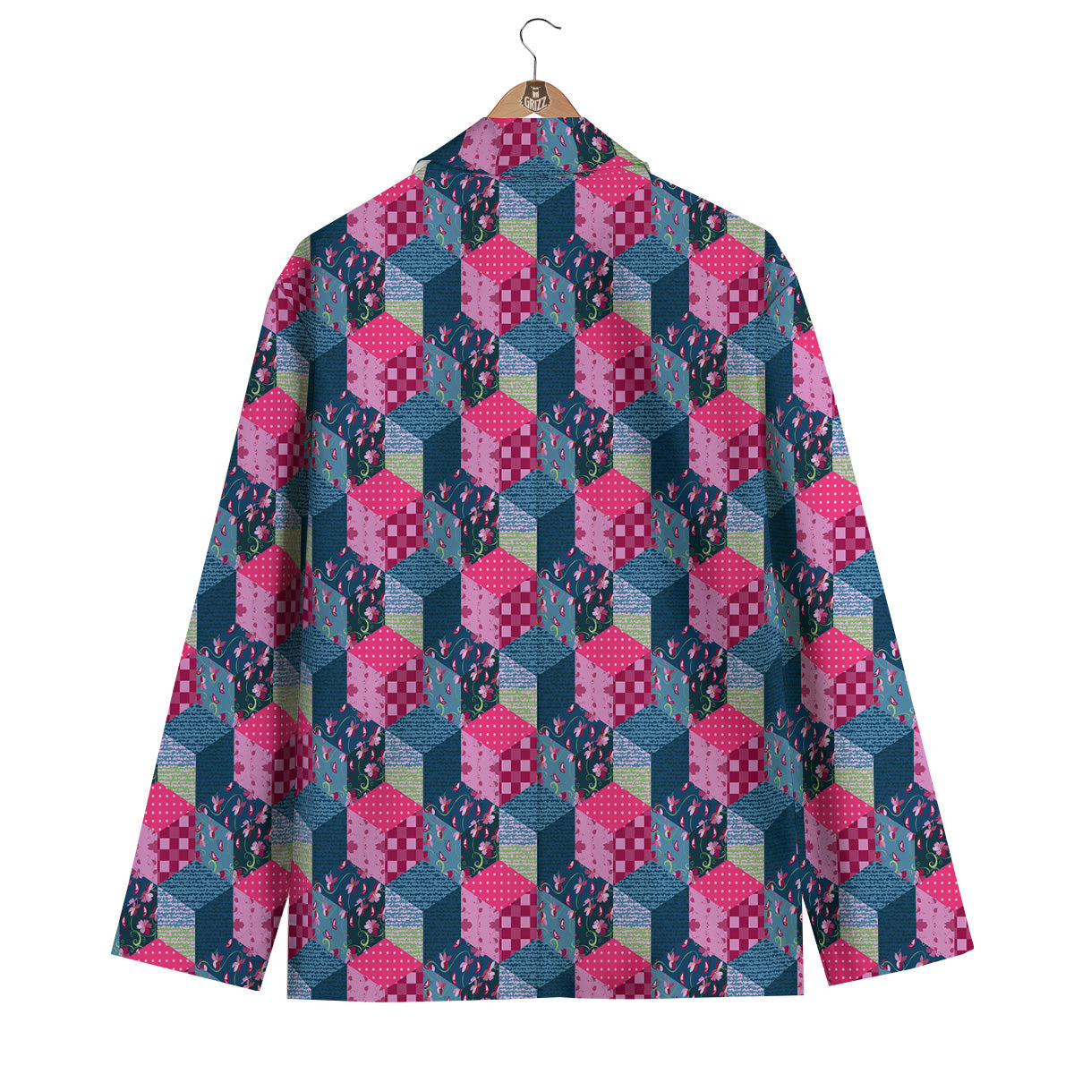 Cute Floral Patchwork Print Pattern Men's Blazer-grizzshop
