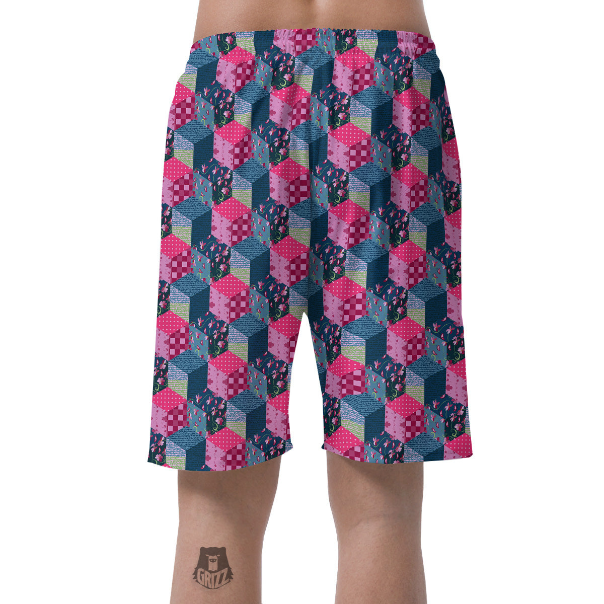 Cute Floral Patchwork Print Pattern Men's Shorts-grizzshop