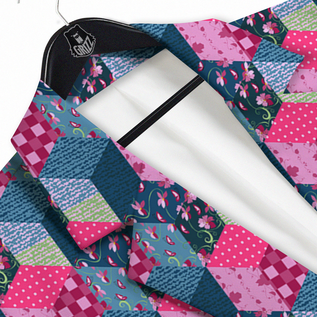 Cute Floral Patchwork Print Pattern Men's Sport Coat-grizzshop