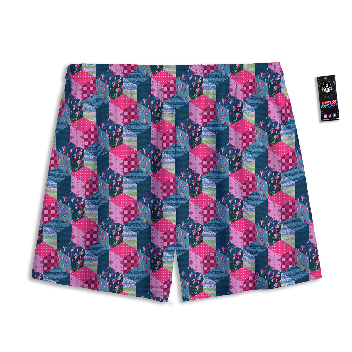 Gingham White And Grey Print Pattern Mesh Shorts