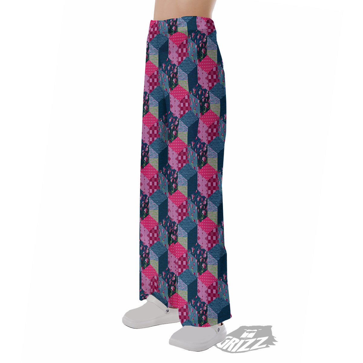 Cute Floral Patchwork Print Pattern Pajama Pants-grizzshop