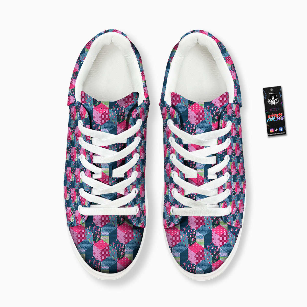 Cute Floral Patchwork Print Pattern Platform Shoes-grizzshop