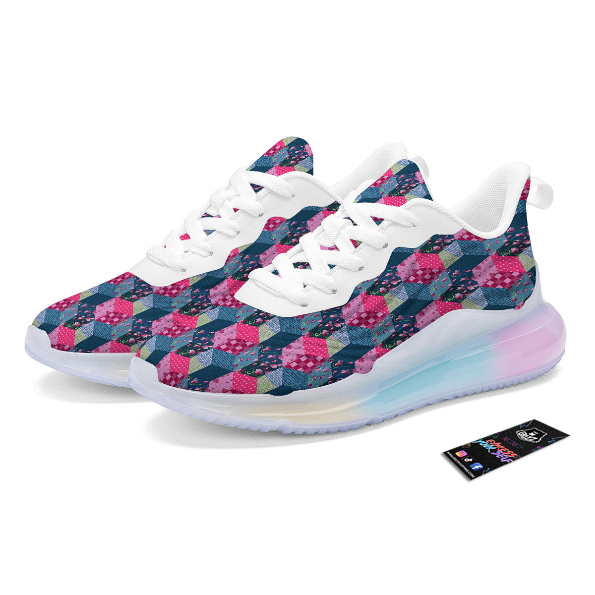 Cute Floral Patchwork Print Pattern Running Sneakers-grizzshop